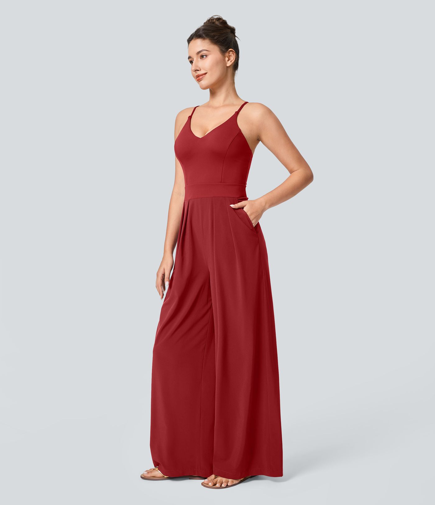 Breezeful™ Pocket Wide Leg Quick Dry Slip Women Long Jumpsuit