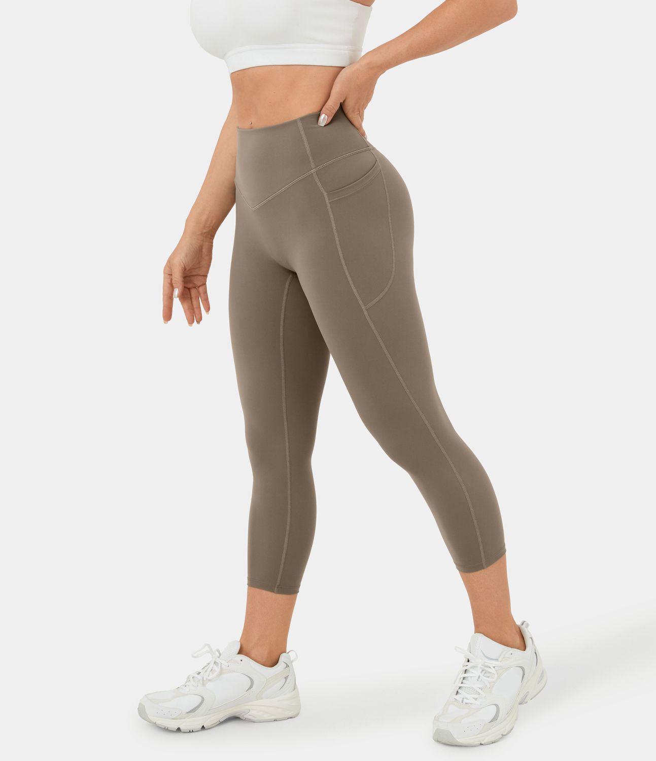 High-waist side pocket shaping training capri leggings