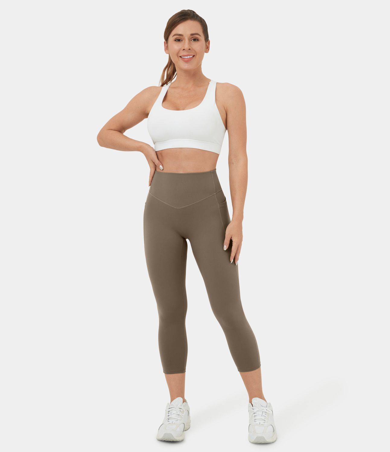 High-waist side pocket shaping training capri leggings