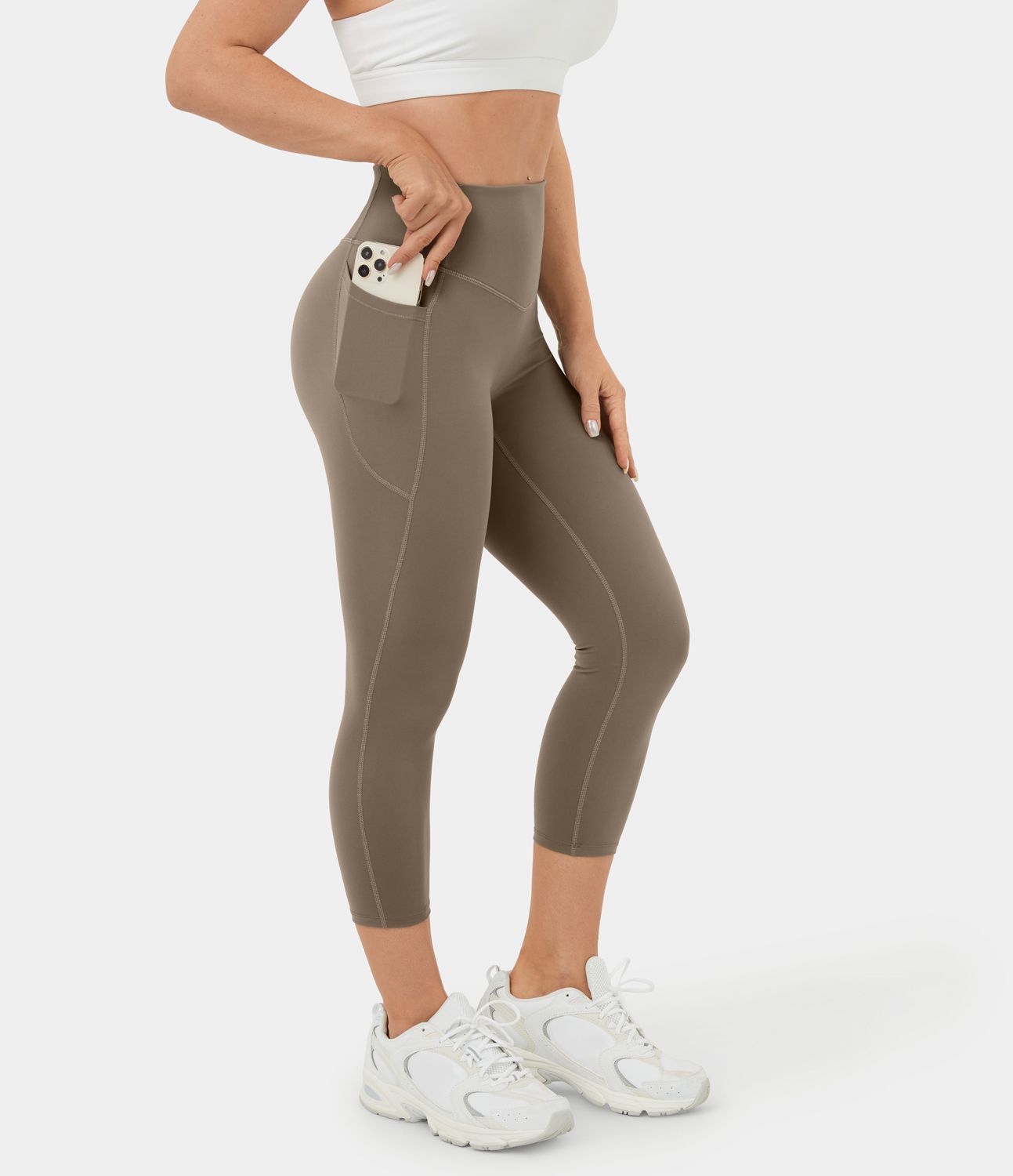 High-waist side pocket shaping training capri leggings