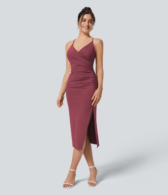 SoftlyZero™ Luftig Crossover Rynkad Snörning Bodycon Sval Touch Klänning-UPF50+