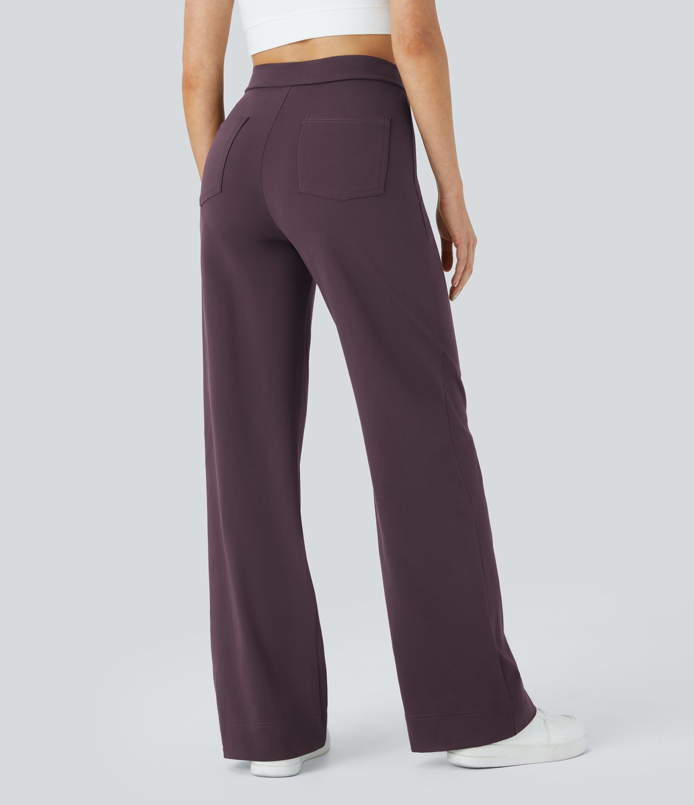 High Waisted with Pockets Straight Leg Stretchy Casual Pants
