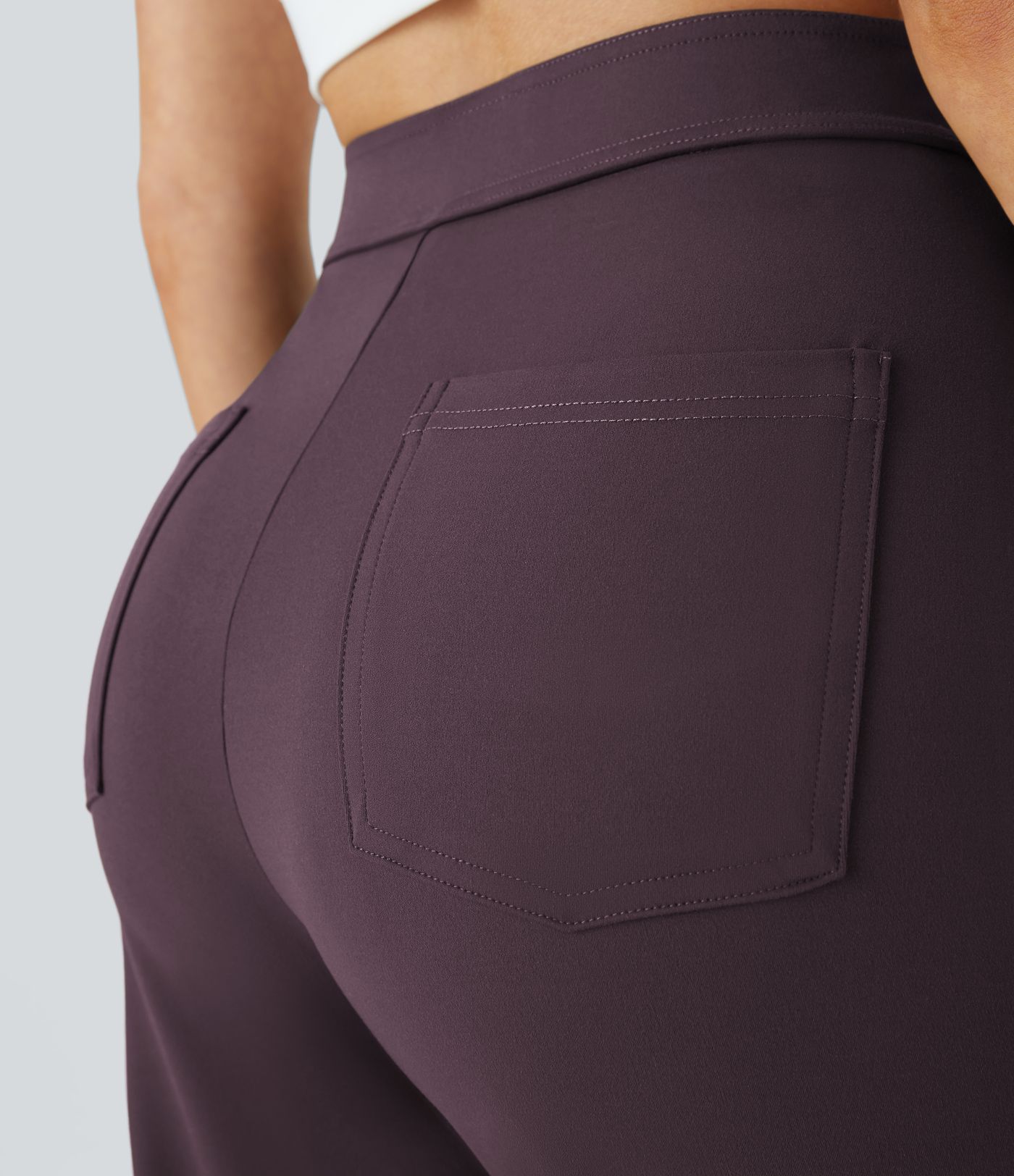 High Waisted with Pockets Straight Leg Stretchy Casual Pants