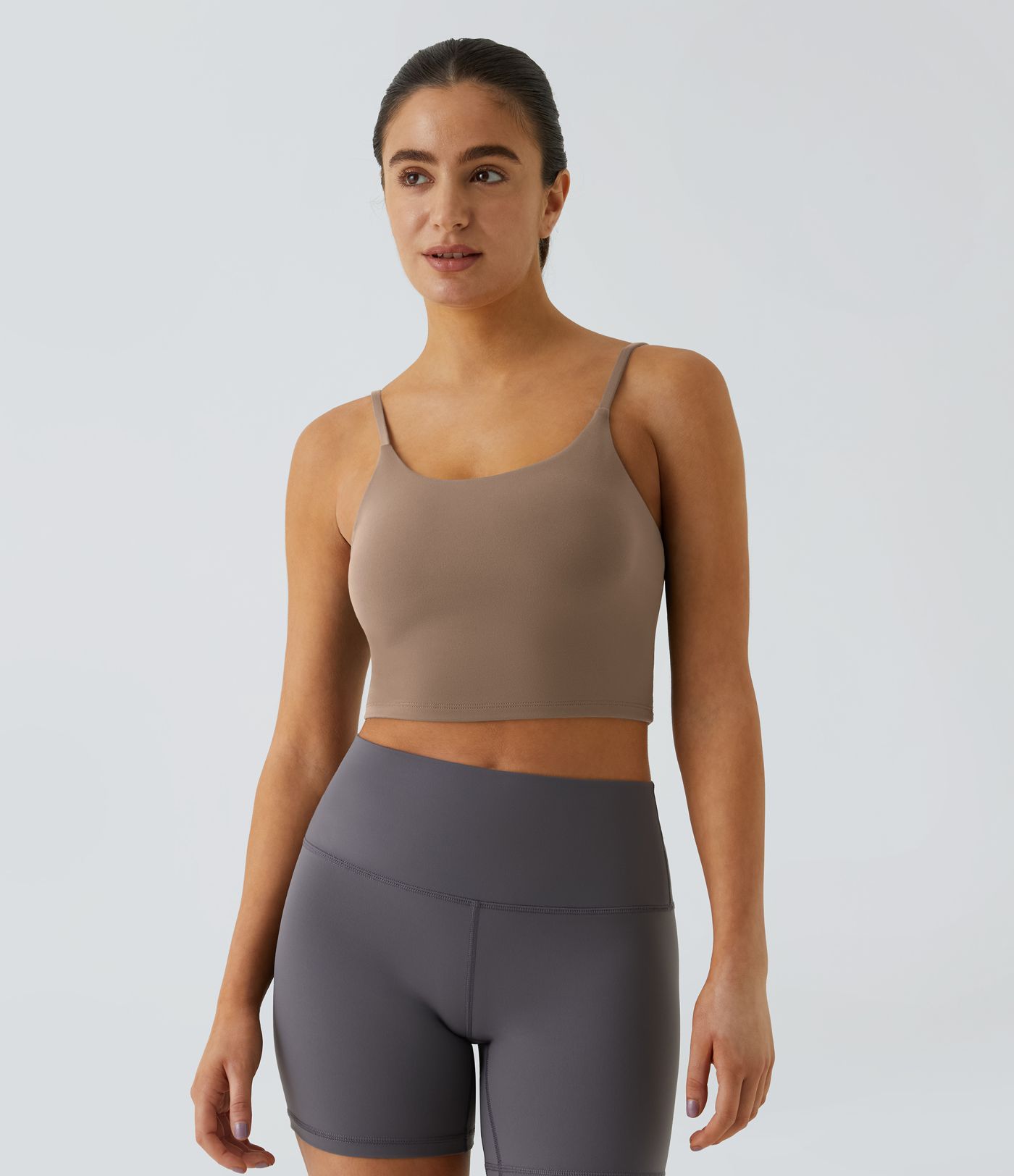 Basic Padded Workout Cropped Low Support Tank Top A-C Cups