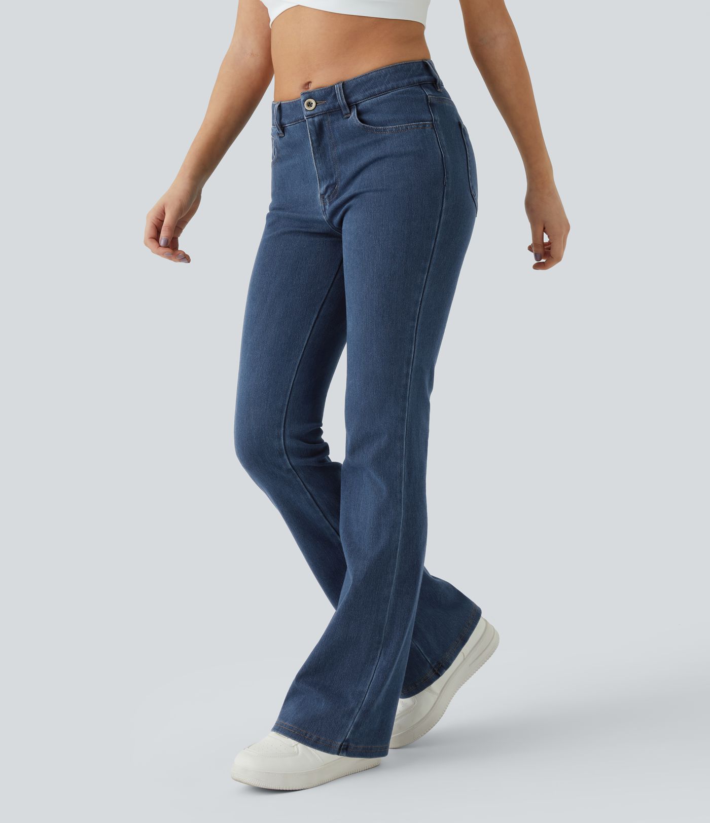 Halara Flex™ Jean Évasé Casual Taille Mi-haute Tricot Extensible Boutonnés Poches