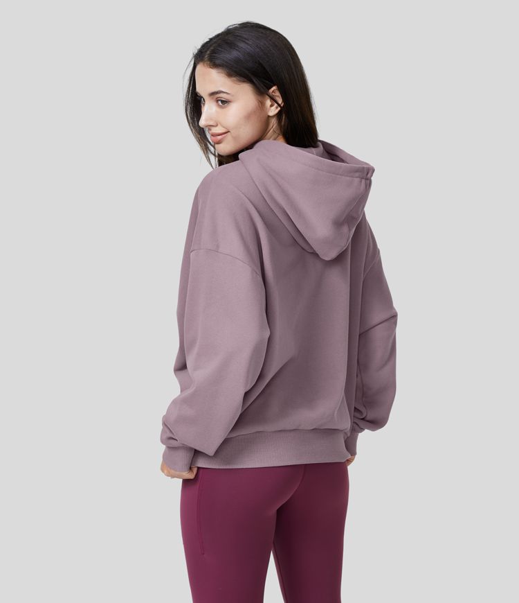 Women’s Hooded Drawstring Twisted Long Sleeve Fleece Casual Cotton