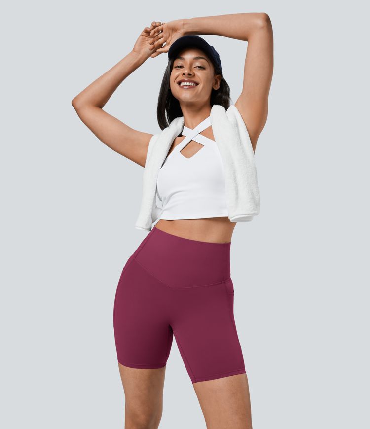 Halara UltraSculpt™ High Waisted Tummy Control Pocket Shaping Training Biker Shorts 7''