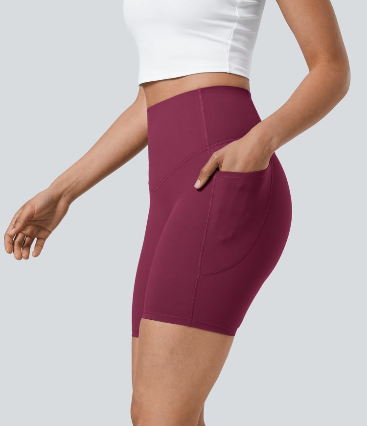 Halara UltraSculpt™ SoCinched High Waisted Tummy Control Side Pocket Shaping Training Biker Shorts 7''