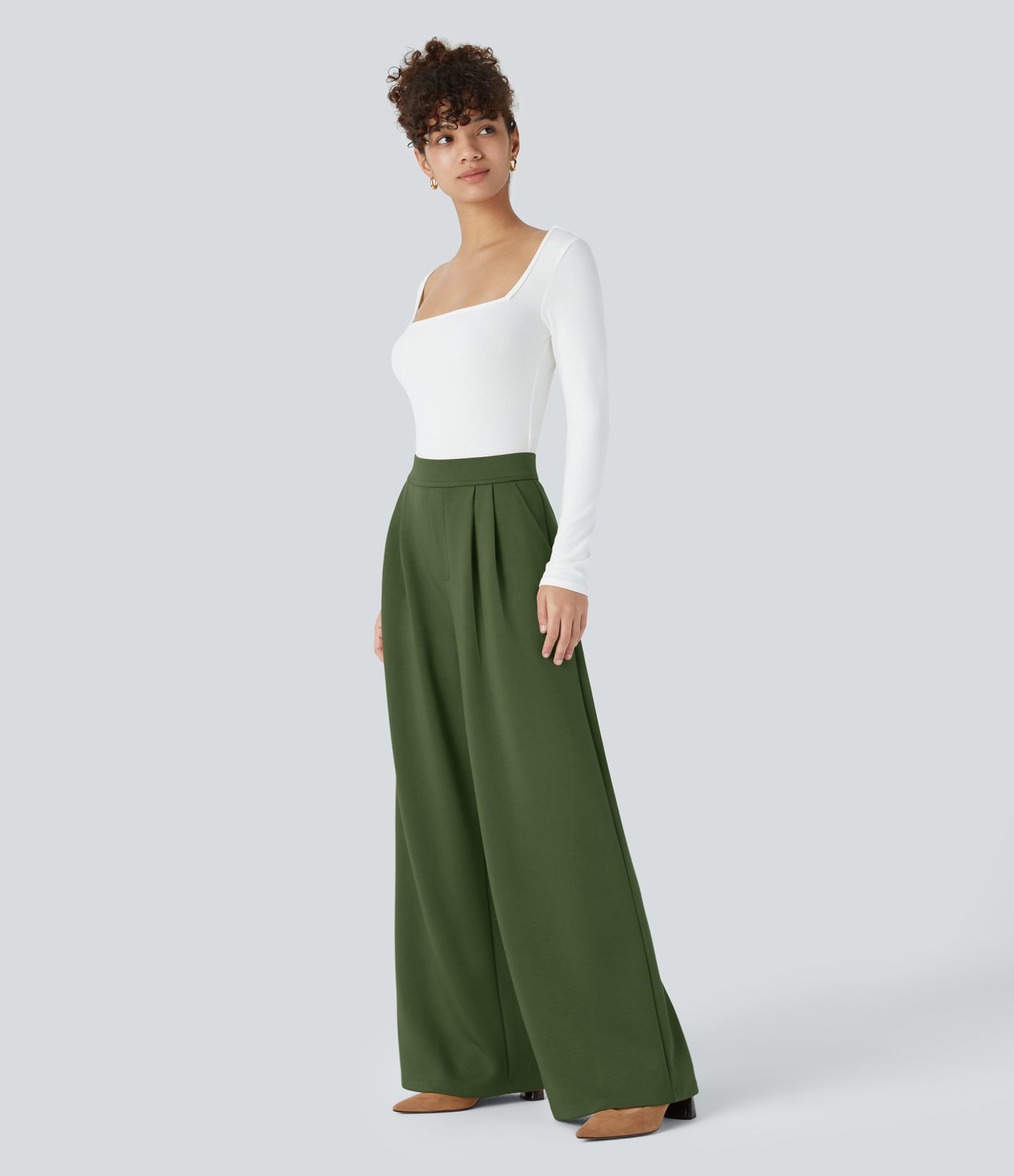 Pantalon de travail à queue haute et large avec poches