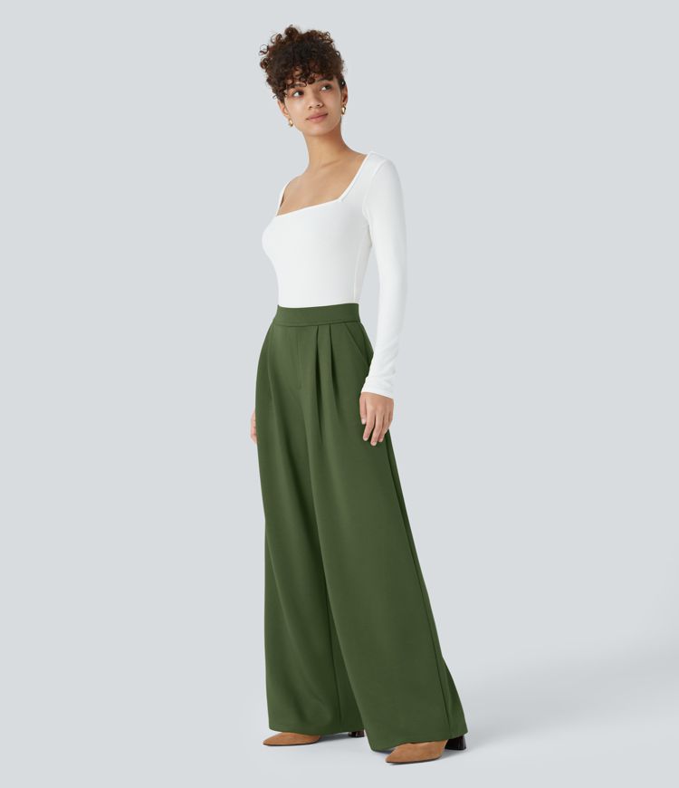 Pantalon de travail à queue haute et large avec poches