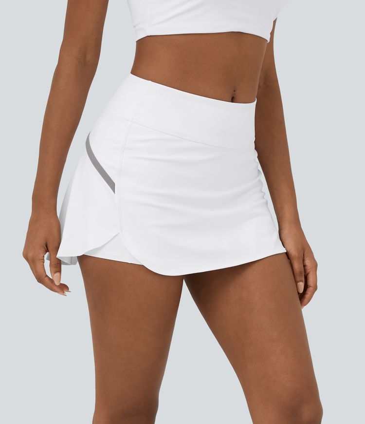 Softlyzero™ Airy High Waisted Contrast Trim 2-in-1 Side Pocket Curved Hem Mini Cool Touch Tennis Skirt
