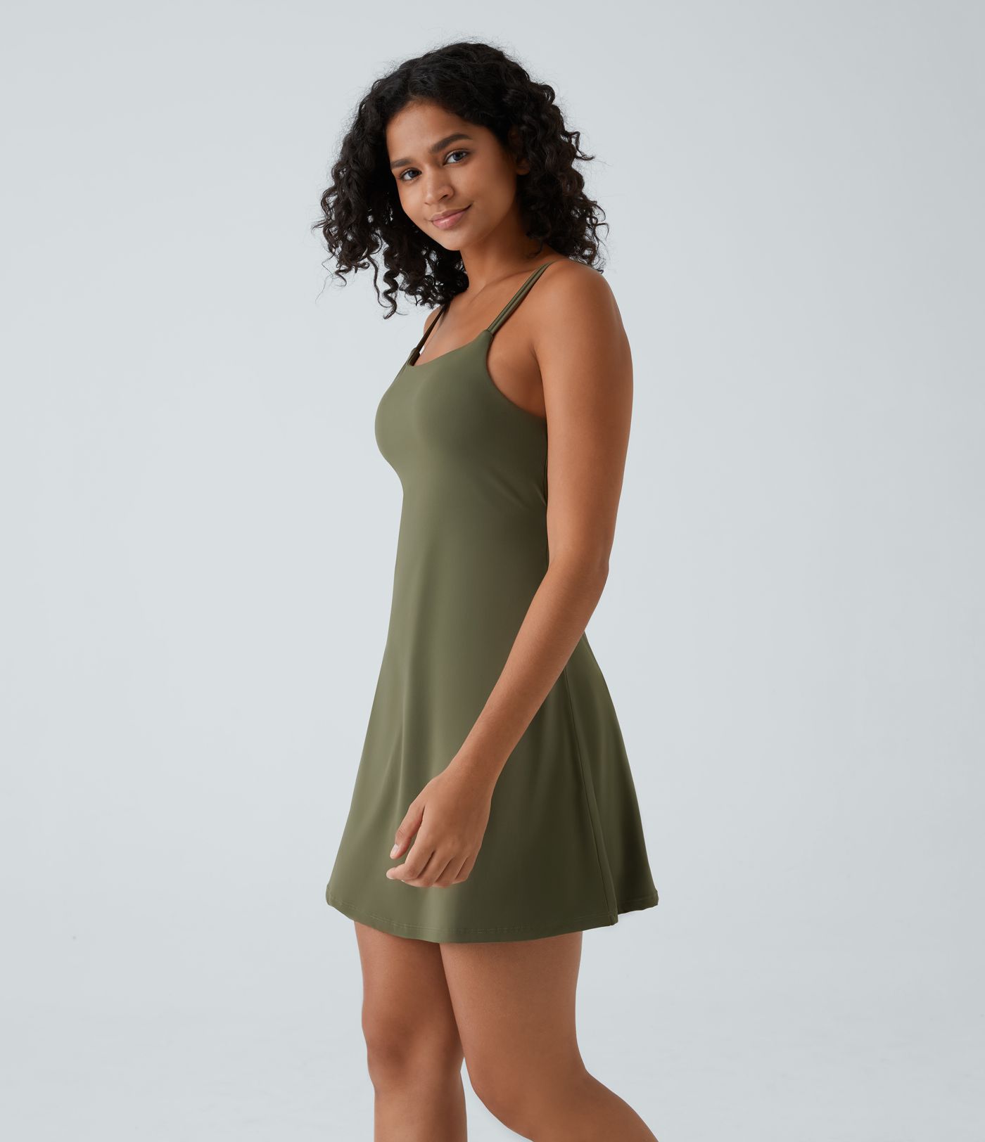 SoftlyZero™ Plush Double Straps 2-Piece Pocket Slip Dance Active Dress A-C Cups