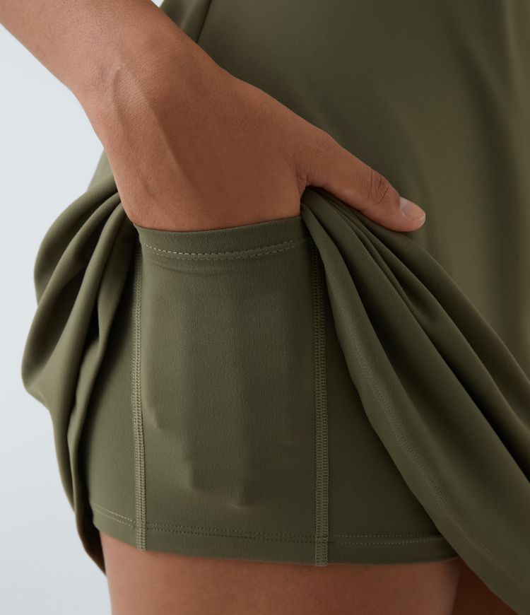 SoftlyZero™ Plush Double Straps 2-Piece Pocket Slip Dance Active Dress A-C Cups