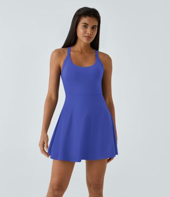 SoftlyZero™ Airy Backless Twisted Flare Low Support Dance Active Dress-Longer Length-Easy Peezy Edition A-C Cups