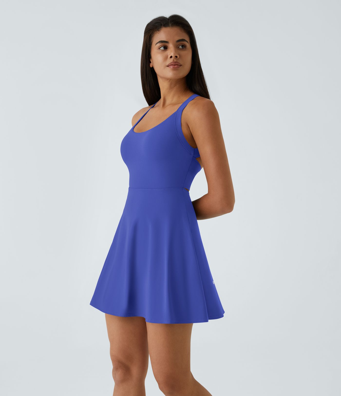 SoftlyZero™ Airy Backless Twisted Flare Low Support Dance Active Dress-Longer Length-Easy Peezy Edition A-C Cups