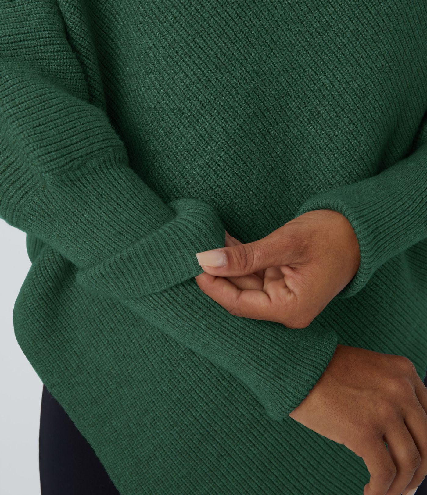 High Neck Long Sleeve Asymmetric Hem Women Work Knit Sweater