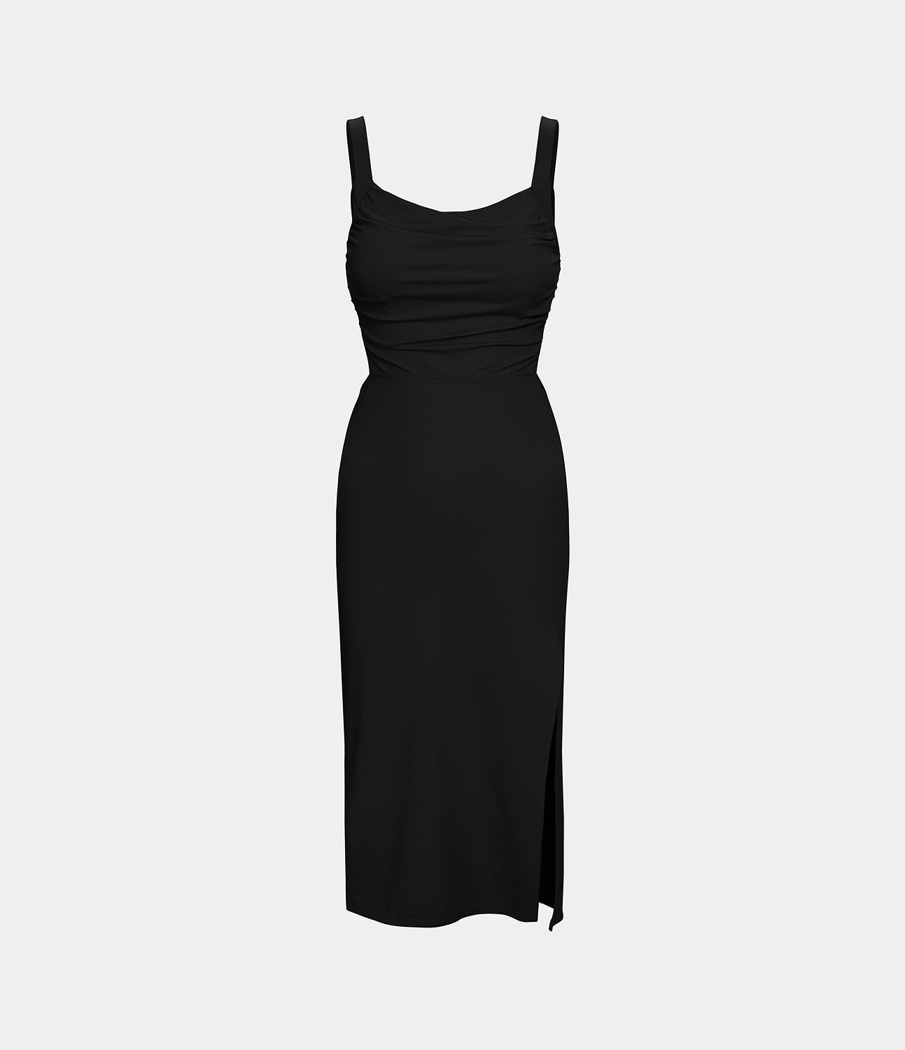 Robe Midi Casual Plissée Dos Nu Croisée Fendue Laqué