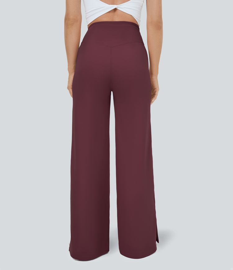 Pantalón recto y ancho Smile con cintura en V con bolsillos y abertura en el bajo