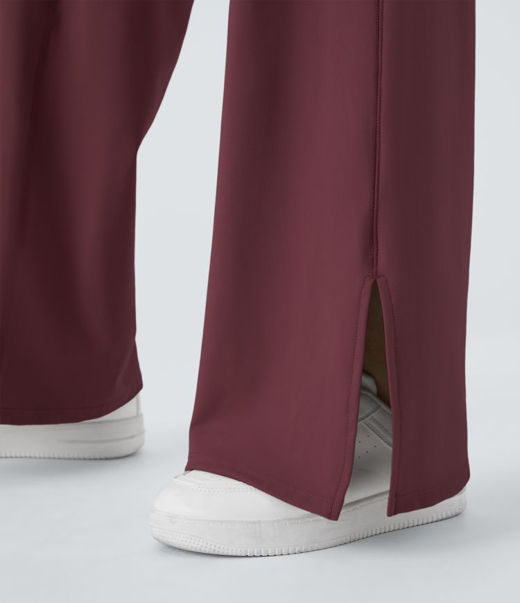 Pantalón recto y ancho Smile con cintura en V con bolsillos y abertura en el bajo