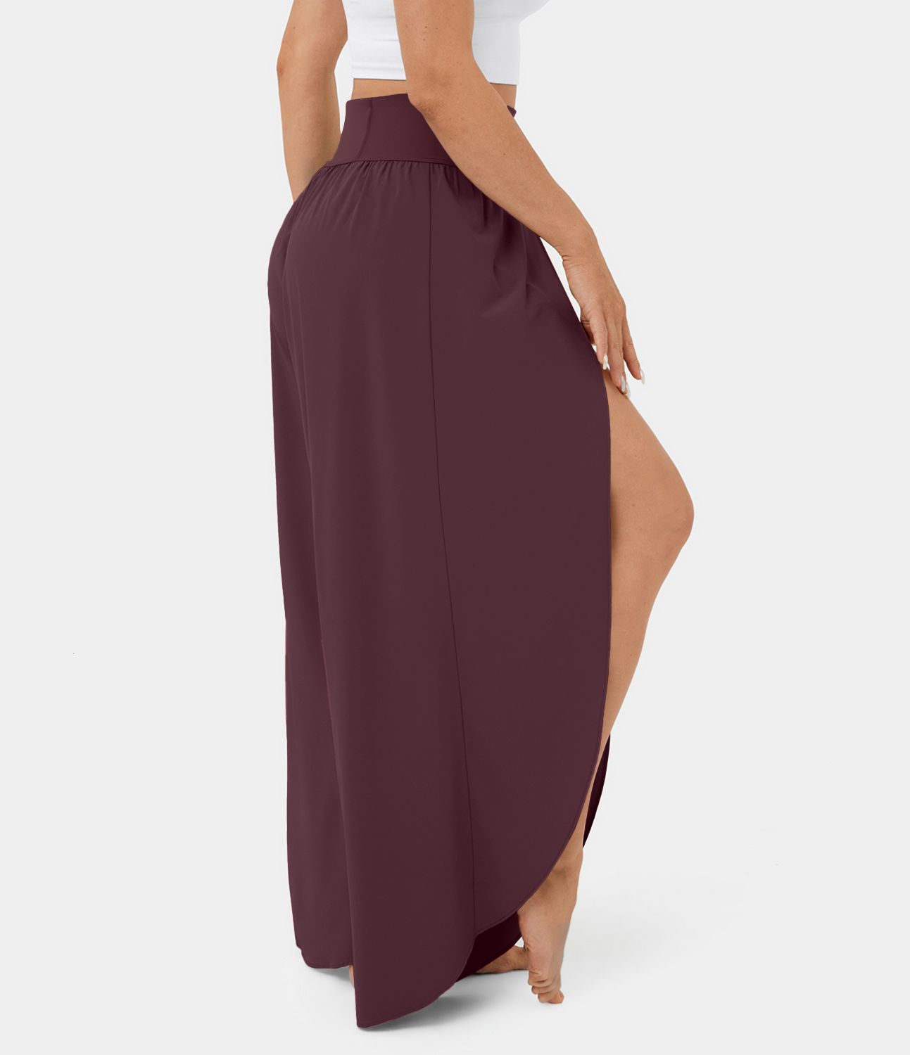 Breezeful™ High Waisted Back Waistband Pocket Palazzo Flowy Wide Leg Quick Dry Casual Pants