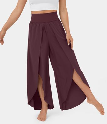 Breezeful™ High Waisted Back Waistband Pocket Palazzo Flowy Wide Leg Quick Dry Casual Pants