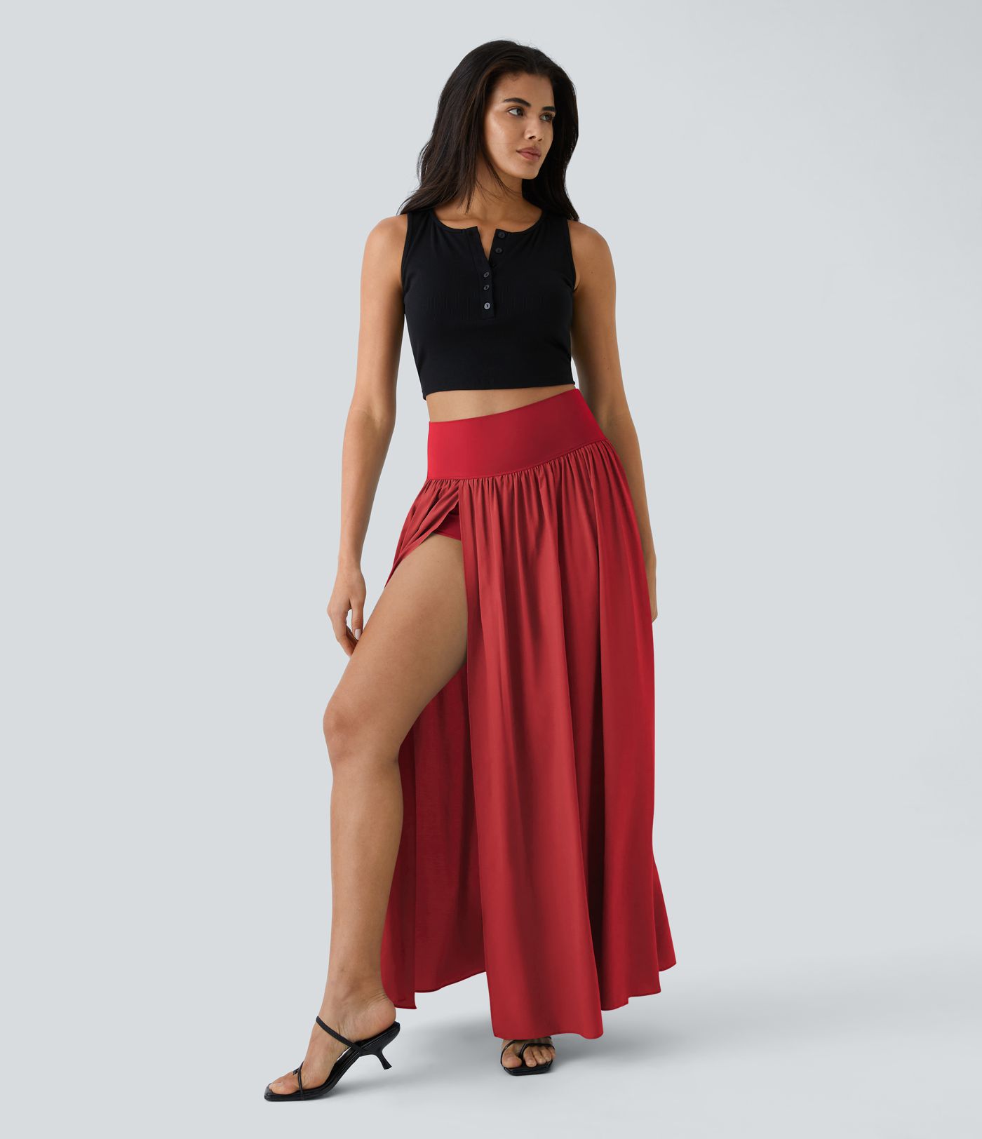 Breezeful™ High Waisted Split 2-in-1 Flowy Quick Dry Maxi Casual Skirt