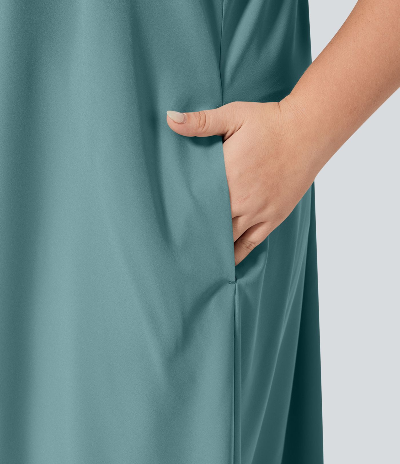 Breezeful™ RacerPocket High Low Flowy Midi Quick Dry Casual Plus Size Dress