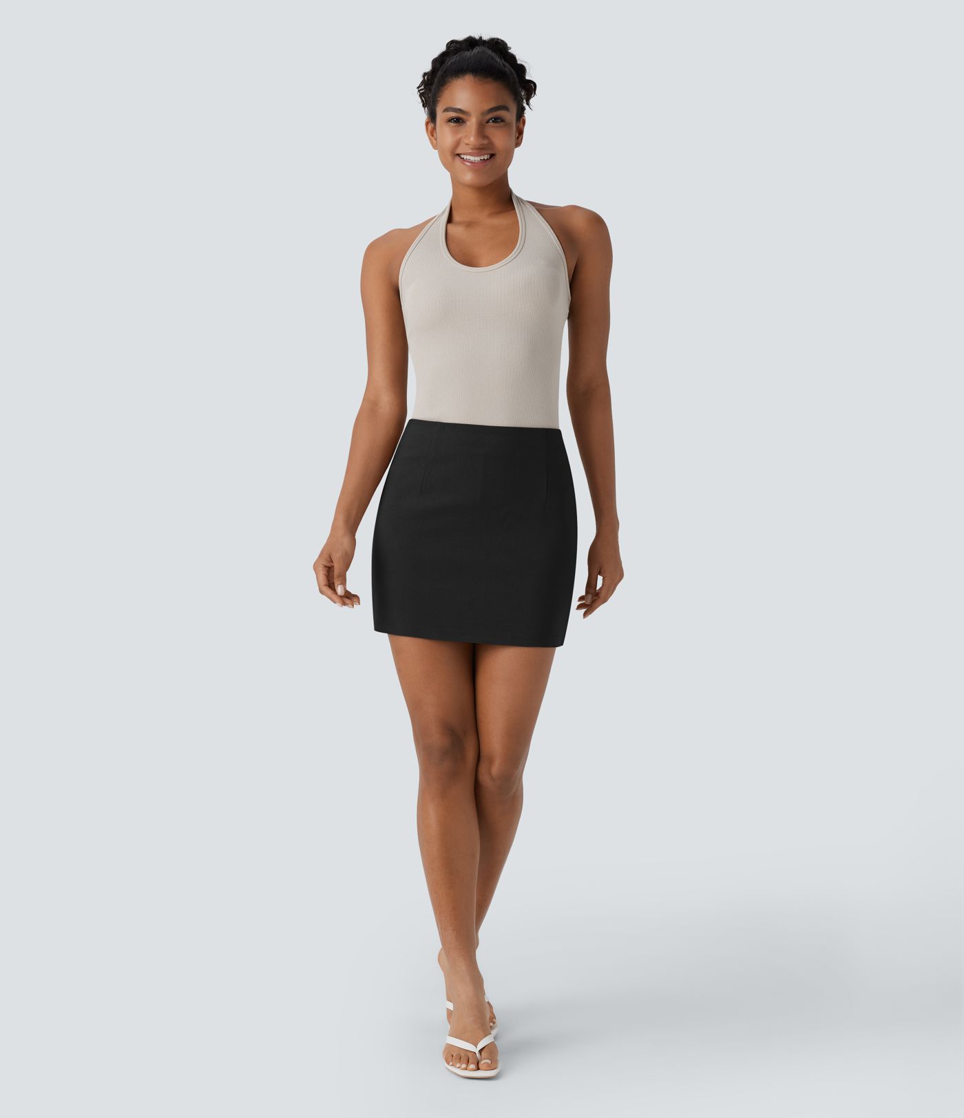 Mini Falda 2 en 1 tiro alto cremallera invisible corte A