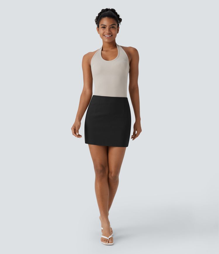 Mini Falda 2 en 1 tiro alto cremallera invisible corte A