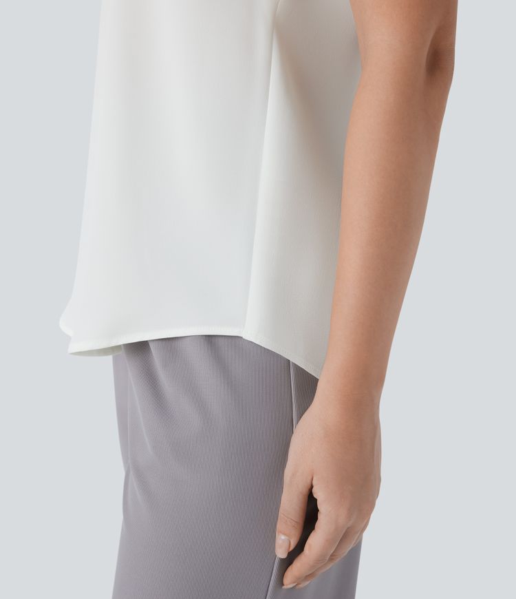 Blusa Oficina Botón Decorativo Sin Mangas Cuello V De Mujer - Halara