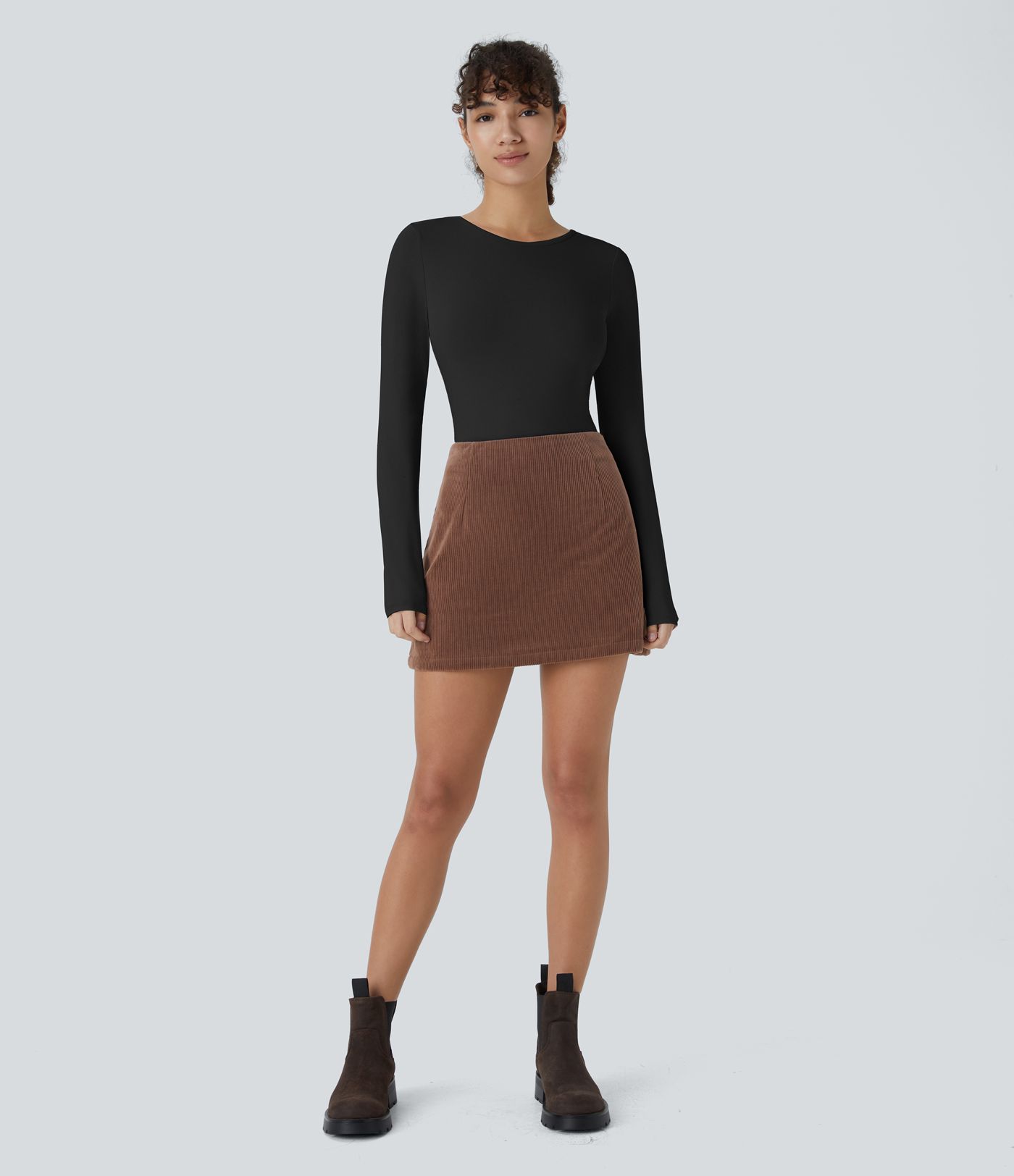 Round Neck Long Sleeve Casual Bodysuit