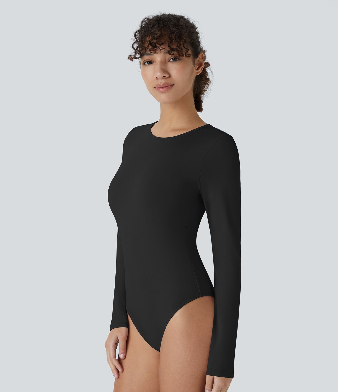 Round Neck Long Sleeve Casual Bodysuit