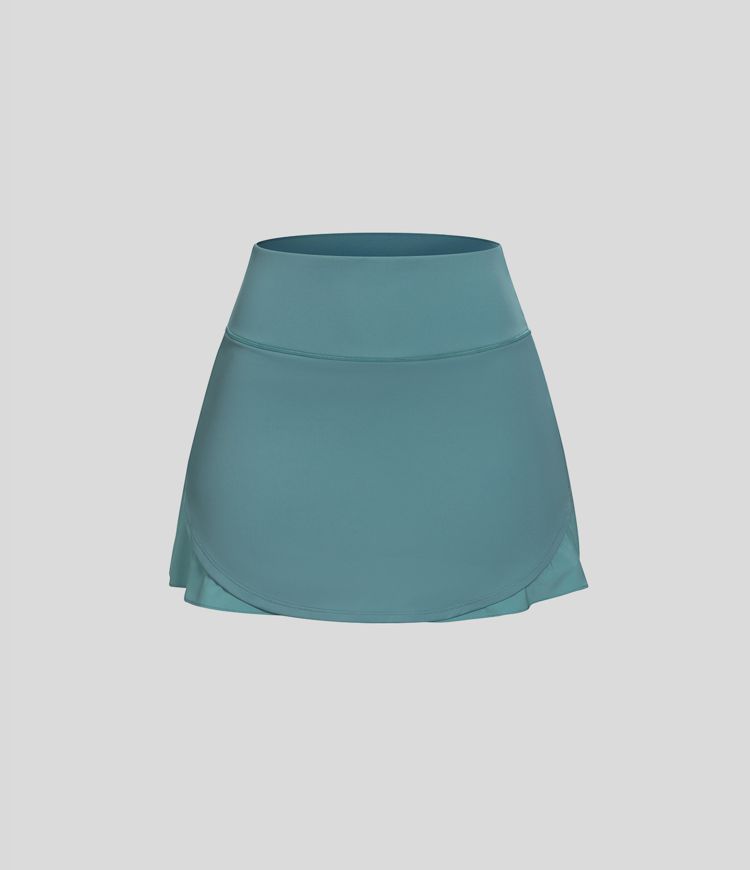 Breezeful™ High-waisted, gathered, contrasting, quick-drying 2-in-1 mini tennis skirt with side pockets