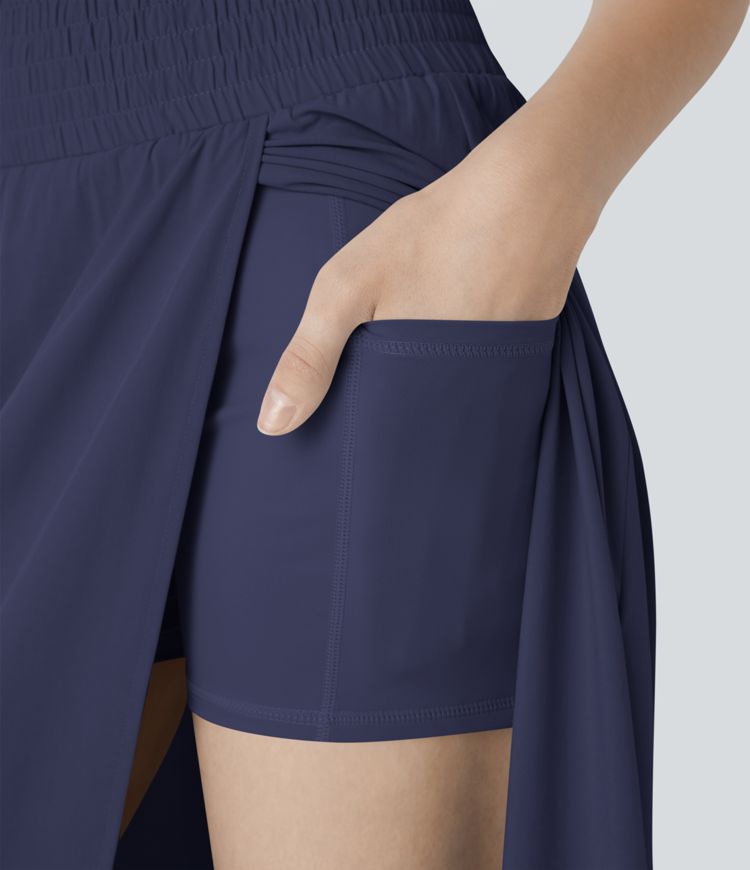 Breezeful™ High Waisted Split 2-in-1 Side Pocket Flowy Maxi Quick Dry Casual Skirt