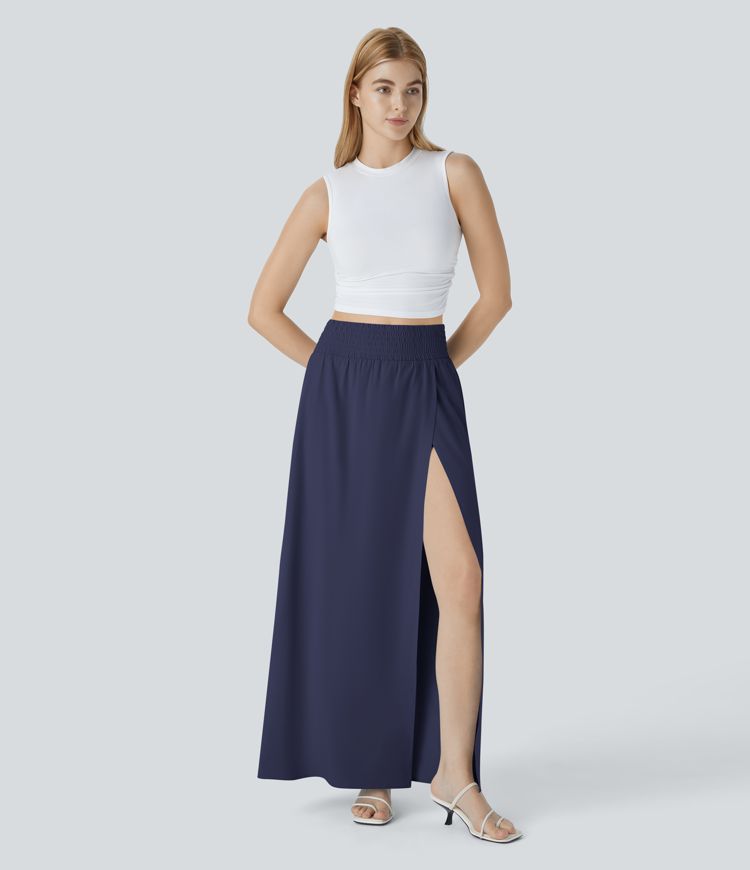 Breezeful™ High Waisted Split 2-in-1 Side Pocket Flowy Maxi Quick Dry Casual Skirt