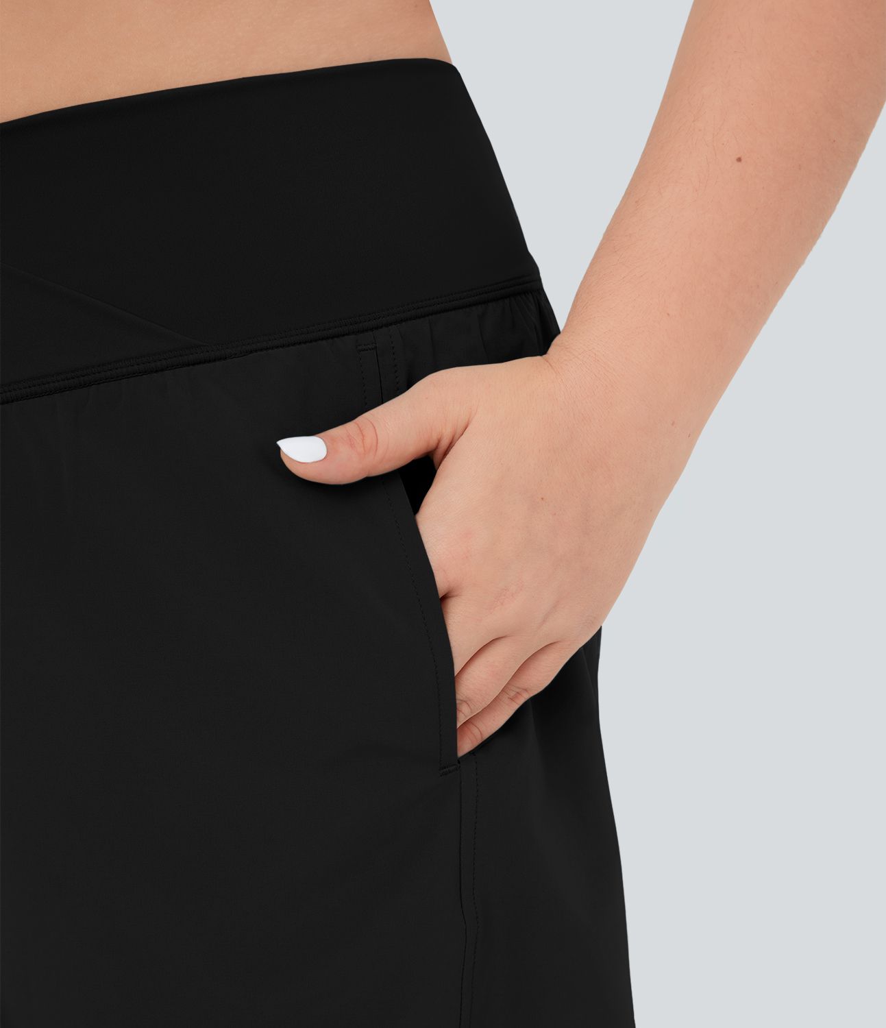 Breezeful™ High Waisted Crossover Pocket Plus Size 2-in-1 Quick Dry Yoga Shorts 4.5"