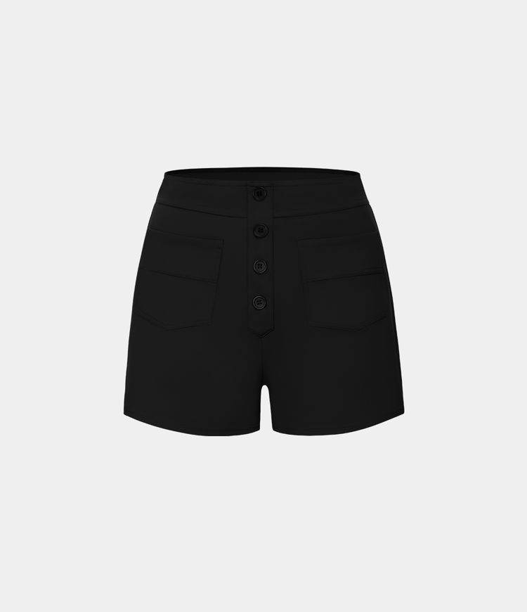 Pantalones cortos casuales de cintura alta con bolsillos 2.5''