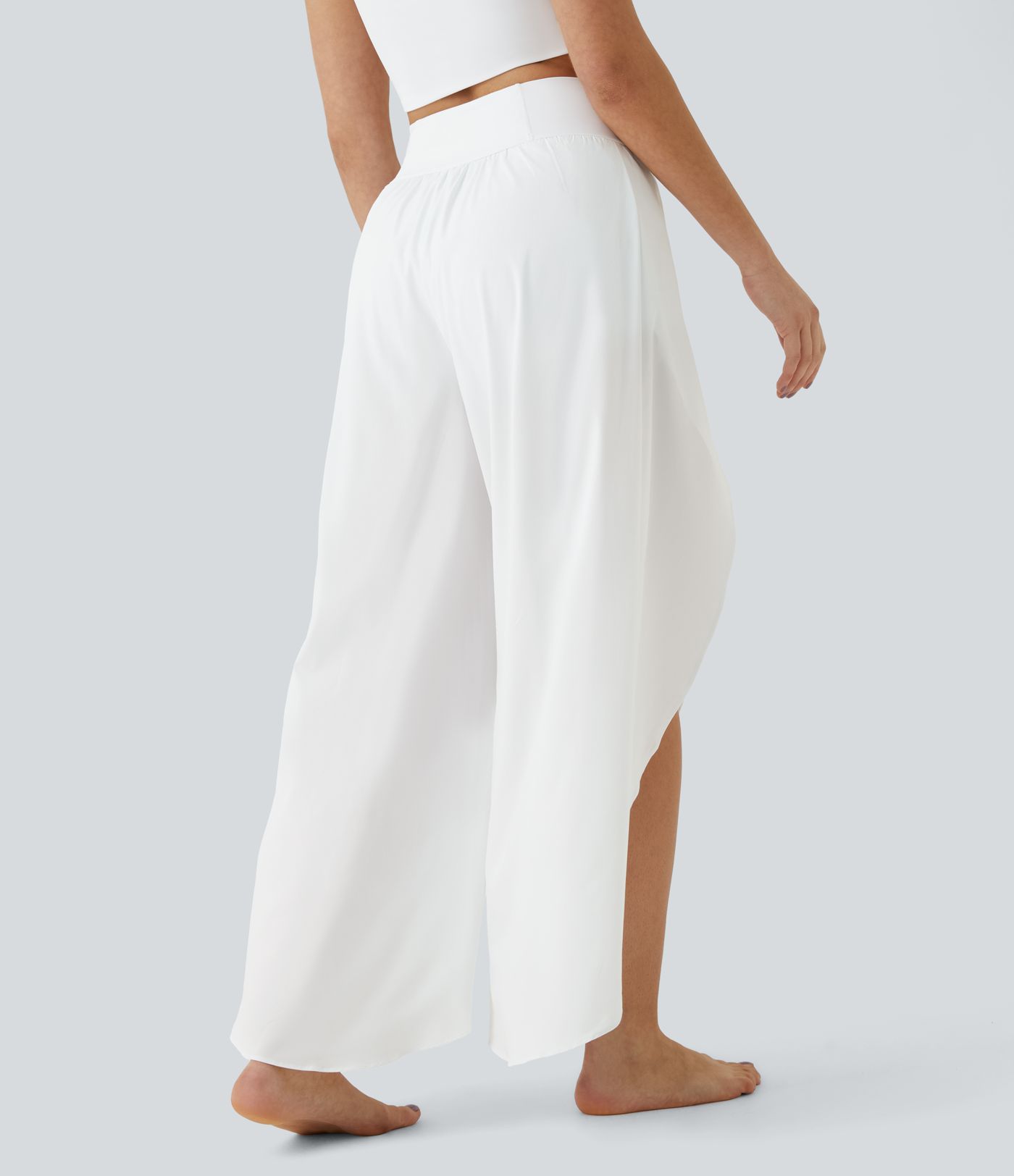 Breezeful™ High Waist Waistband Pocket Palazzo Flowy Split Wide Quick Dry Casual Pants