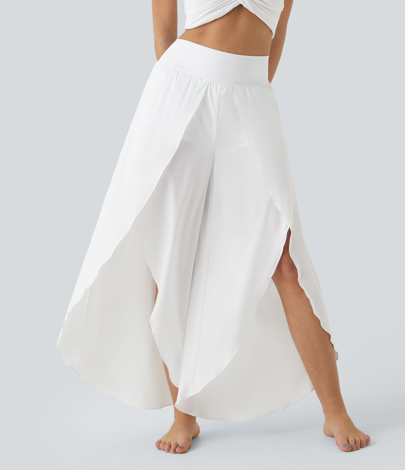 Breezeful™ High Waisted Back Waistband Pocket Palazzo Flowy Wide Leg 2-in-1 Quick Dry Casual Pants