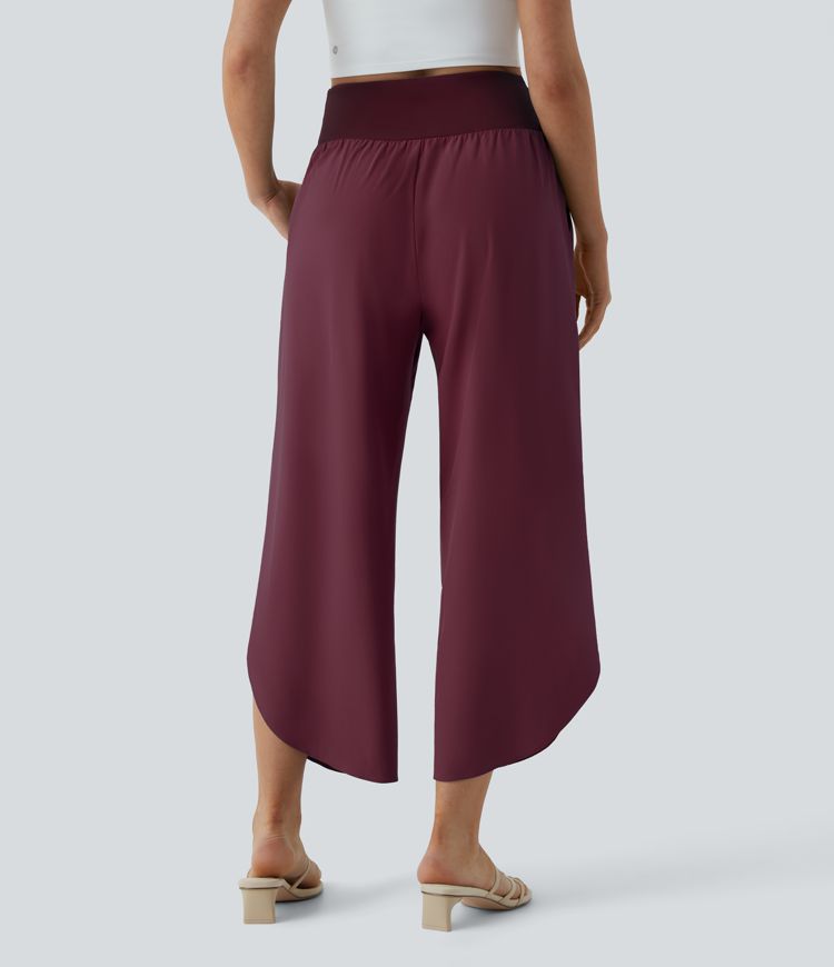 Breezeful™ High Waisted Crossover Quick Dry Resort Pants with Pockets