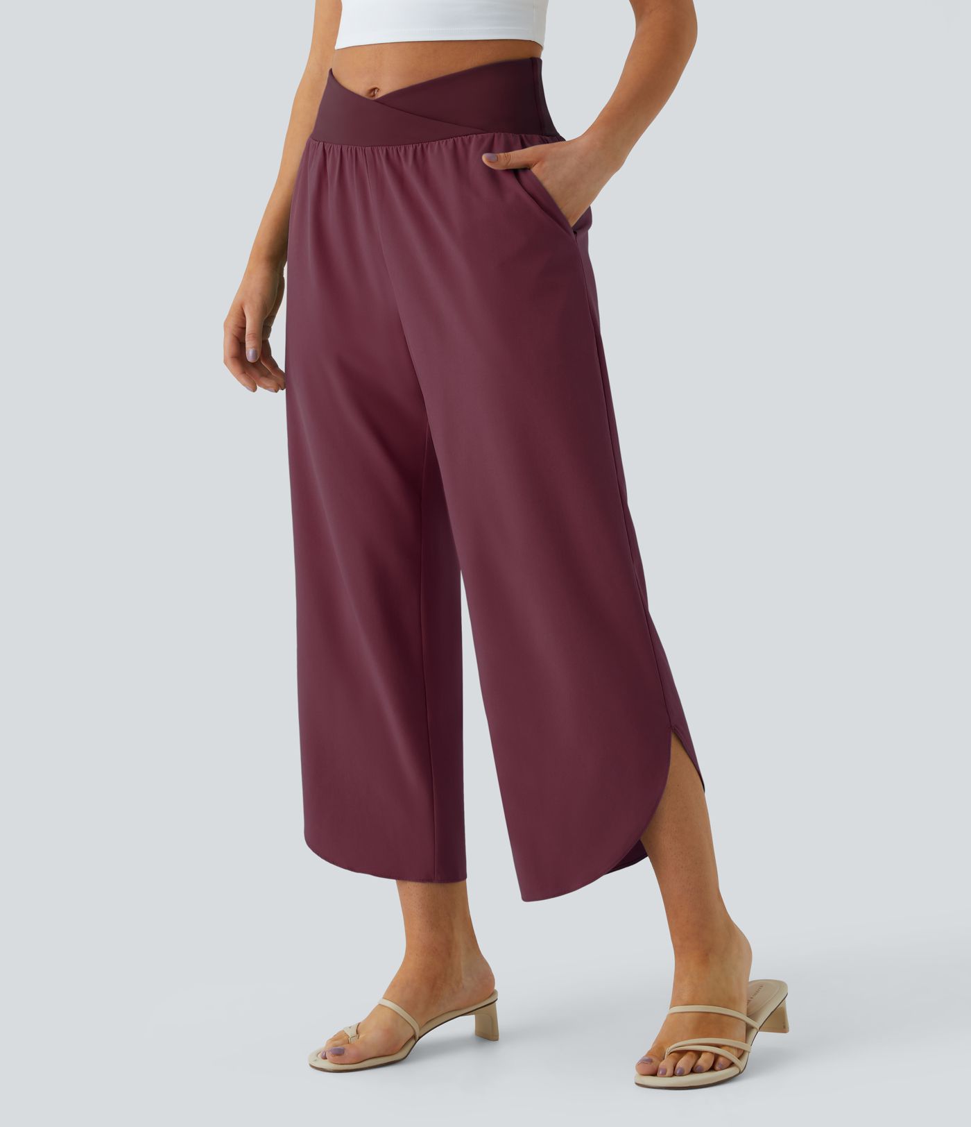 Breezeful™ High Waisted Crossover Quick Dry Resort Pants with Pockets