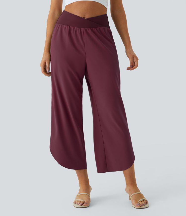 Breezeful™ High Waisted Crossover Quick Dry Resort Pants with Pockets