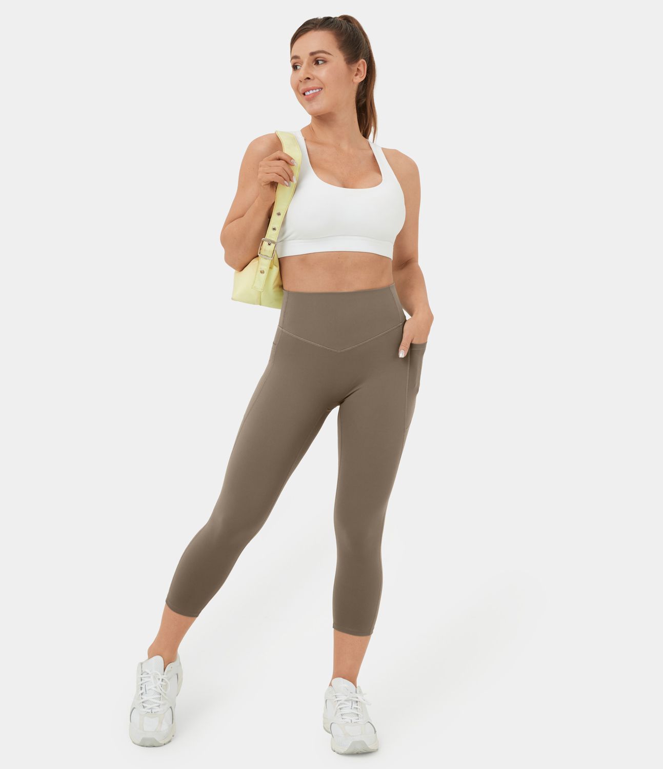 High-waist side pocket shaping training capri leggings