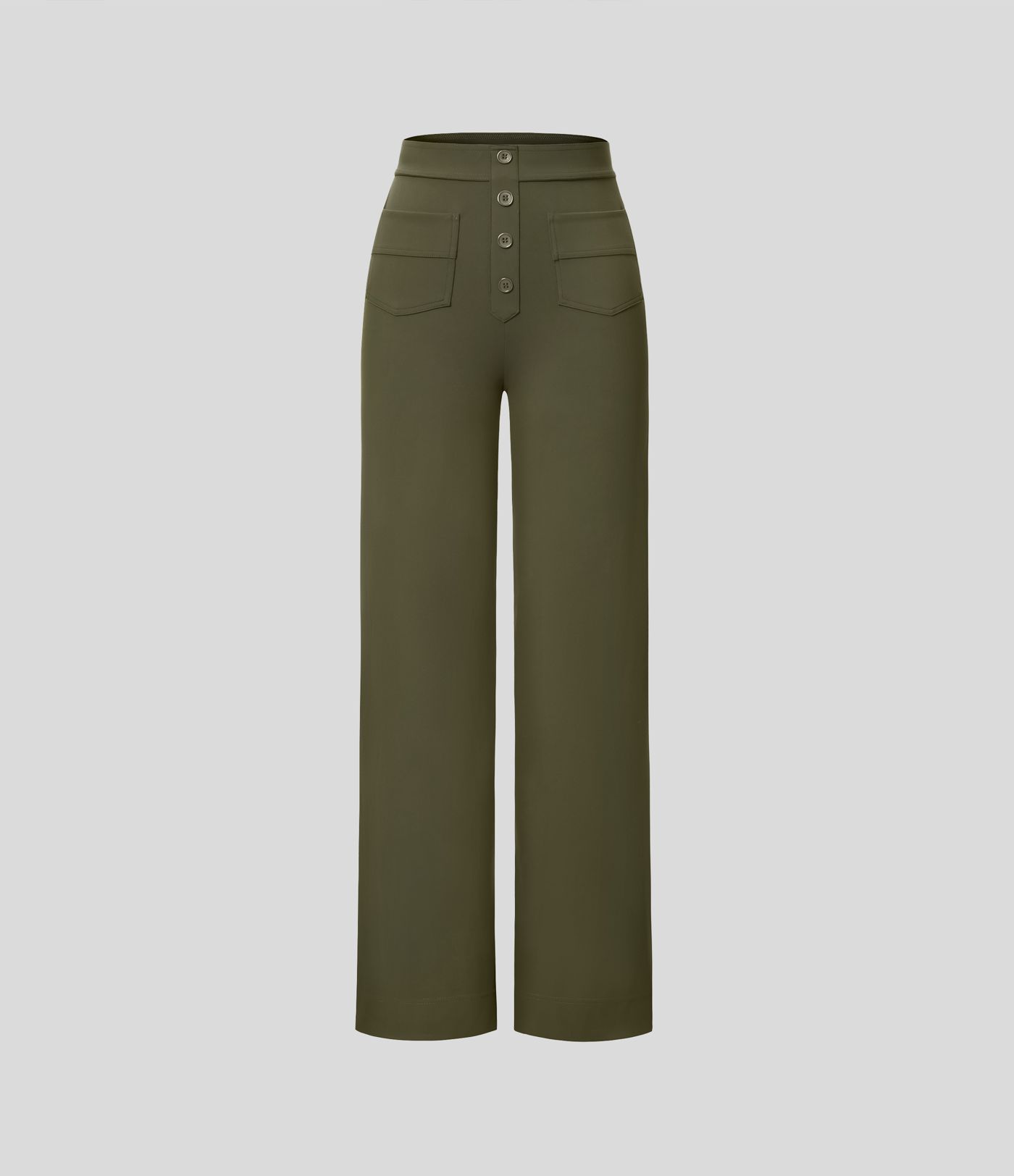 Pantalon décontracté droit, taille haute, avec poches