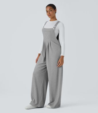 Pockets Waffle Casual Overalls