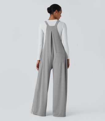 Pockets Waffle Casual Overalls