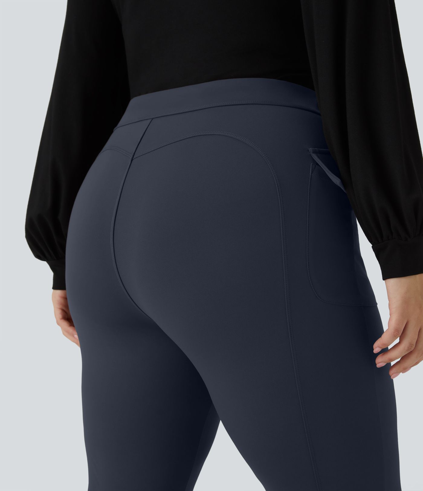 Pantalones cargo talla grande acampanado bolsillo solapa lateral botones tiro alto