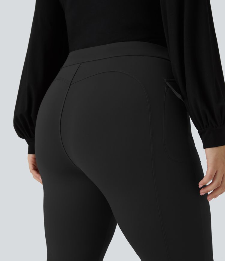 Pantalon cargo décontracté grande taille ample, taille haute, avec poches à rabat latérales