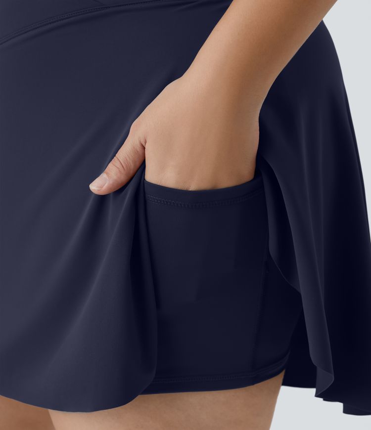 Everyday SoftlyZero™ Airy Crossover Pocket 2-in-1 Cool Touch Tennis Plus Size Skirt-Lucid-UPF50+