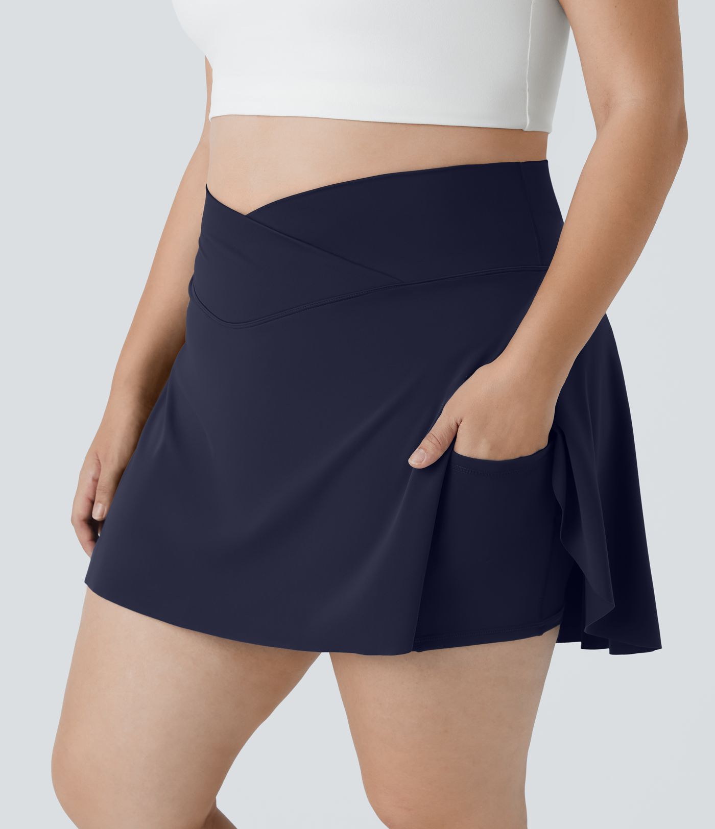 Everyday SoftlyZero™ Airy Crossover Pocket 2-in-1 Cool Touch Tennis Plus Size Skirt-Lucid-UPF50+